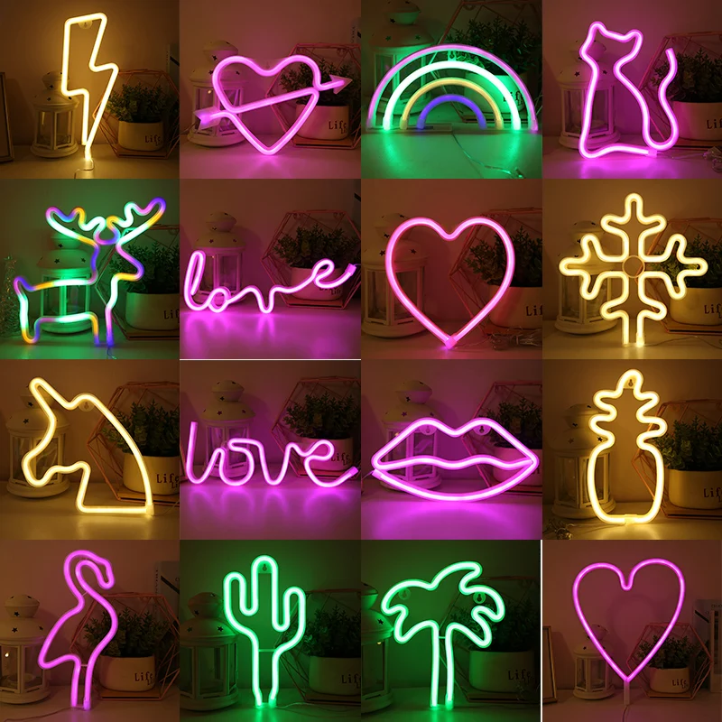 Led Neon Light Colorful Rainbow Art Sign Hanging Night Lamp For Home Party Wedding Bedroom Decoration Xmas Gift Neon Lamp