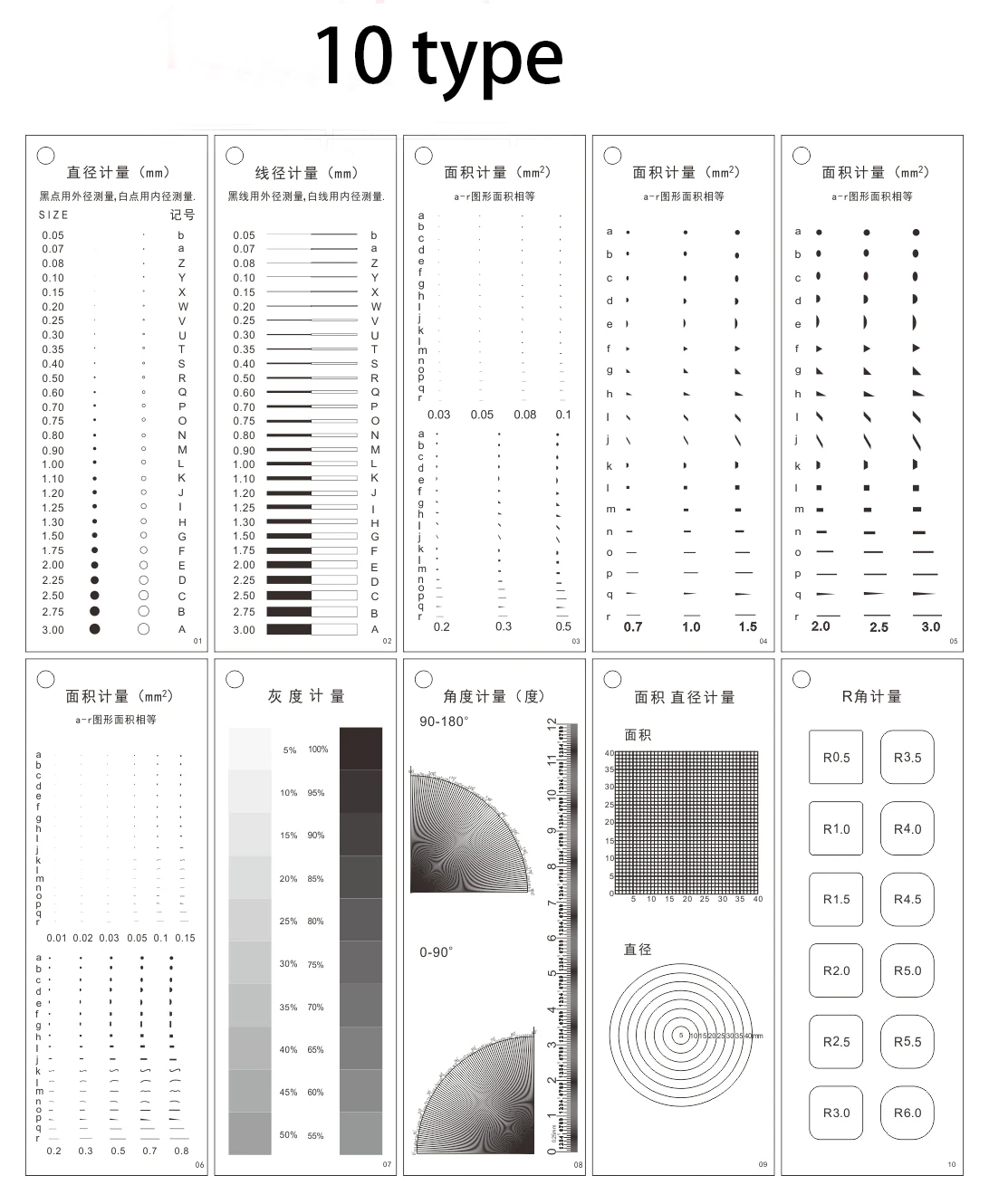 1sets Gauge Point Gauge Transparent Film Stain Card Comparison Card Stain Crack Contrast PET Dot Line Surface Quality Inspection