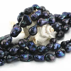 Natural Genuine 15x20mm Black Irregular Black Baroque Cultured Pearl Loose Beads For Necklace