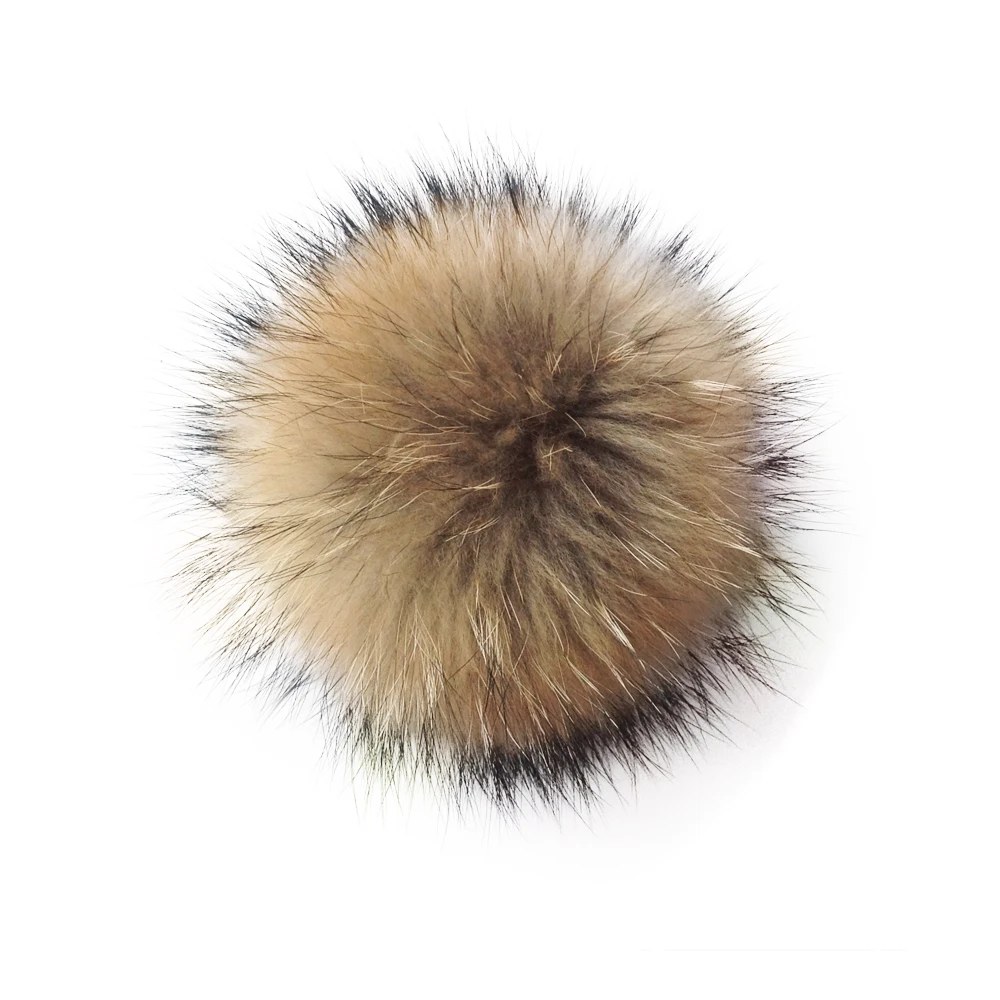 Natural Raccoon Fur Pompom Keychains for DIY Beanies Hats Caps Bags Scarf Accessories