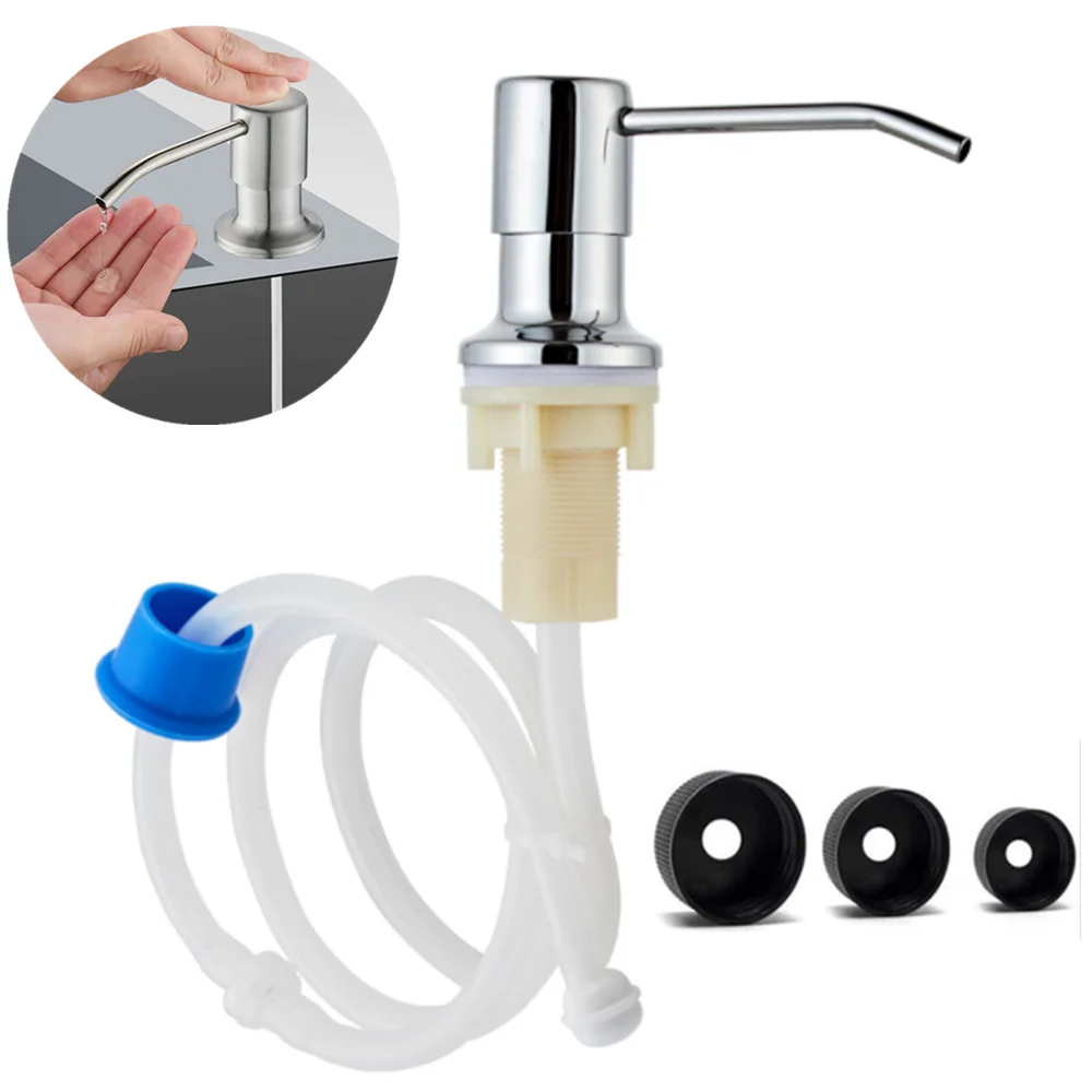 Kitchen Sink Soap Dispenser Black Detergent Dispenser for Dish Washing Bathroom Hand Press Liquid Pump Head with Tube/Bottle