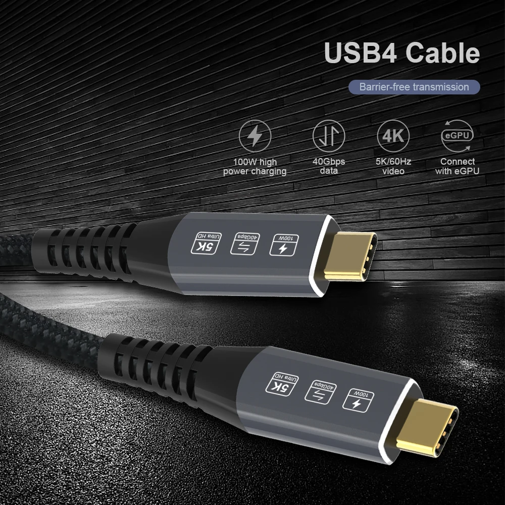 USB 4 Thunderbolt 3 Kabel 100W 5A/20V 3,1 Schnelle PD Kabel E-mark 40Gbps 5K/60Hz für Macbook Pro USB Typ C Ladegerät Datenkabel