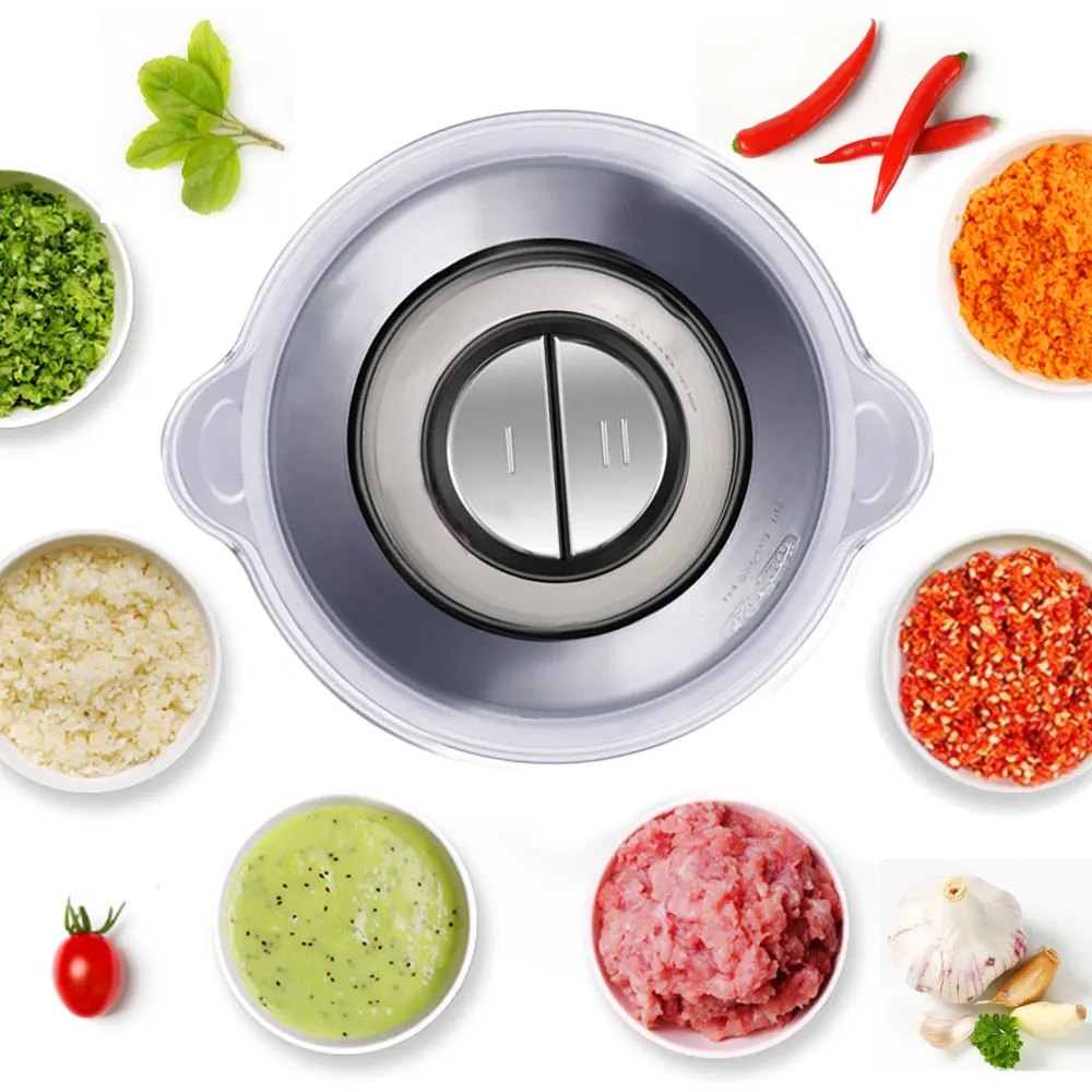 Stainless steel 2 Speeds 500W 2L big capacity Chopper Meat Grinder Household Mincer Food Processor