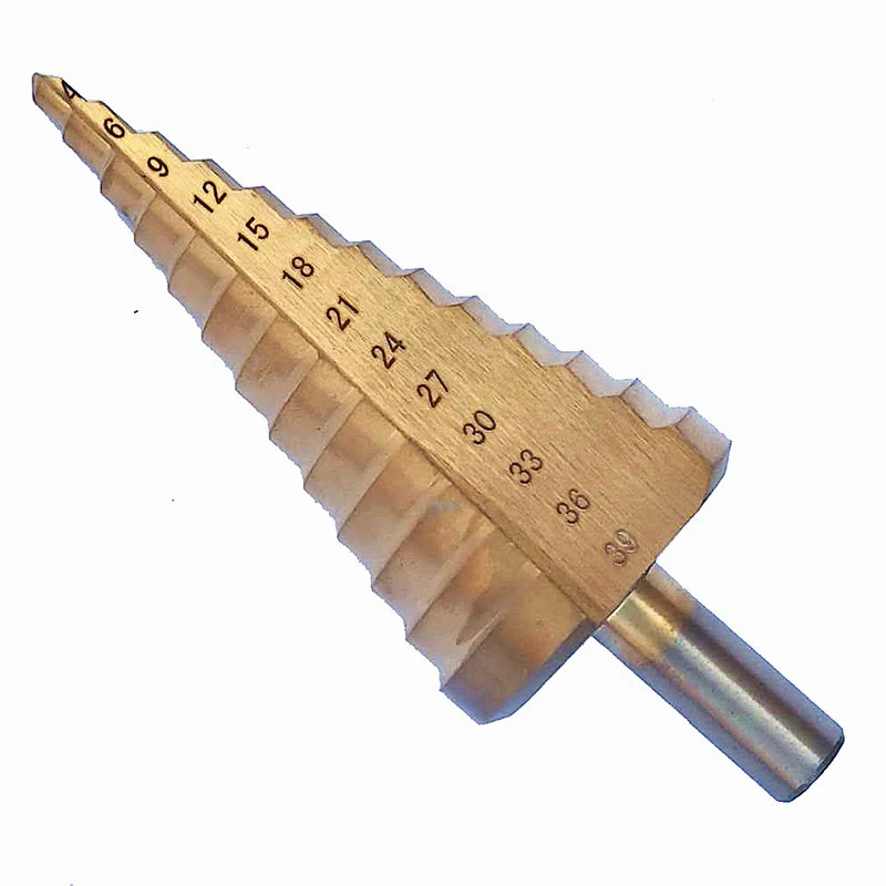4-39Mm High Speed Steel Round Handle Straight Groove Pagoda Drill Titanium-Plated Step Drill Tools Accessories