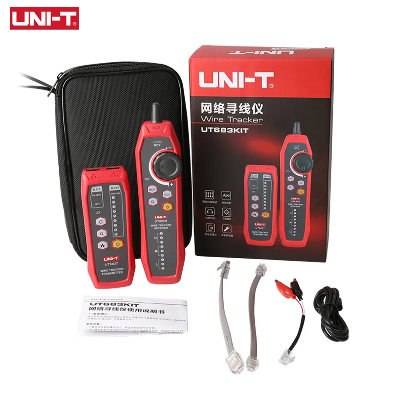 UNI-T-LAN Tester Rede Wire Tracer, Cabo Tracker, Telefone Line Finder, Reparação Ferramenta de Rede, RJ45, RJ11, UT683KIT