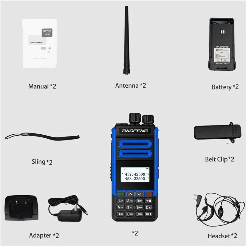 Imagem -06 - Walkie Talkie de Alta Potência 10w 10km Banda Dupla Portátil cb Handheld Presunto Vias Rádios hf Boafeng h7 Transceptor 2023 Peças Lote Bf-h7