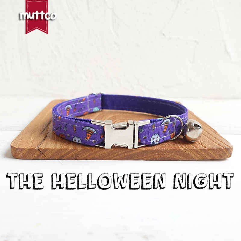 

10pcs/lot MUTTCO Retailing self-design personalized cat collars handmade collar THE HELLOWEEN NIGHT 2 sizes UCC091