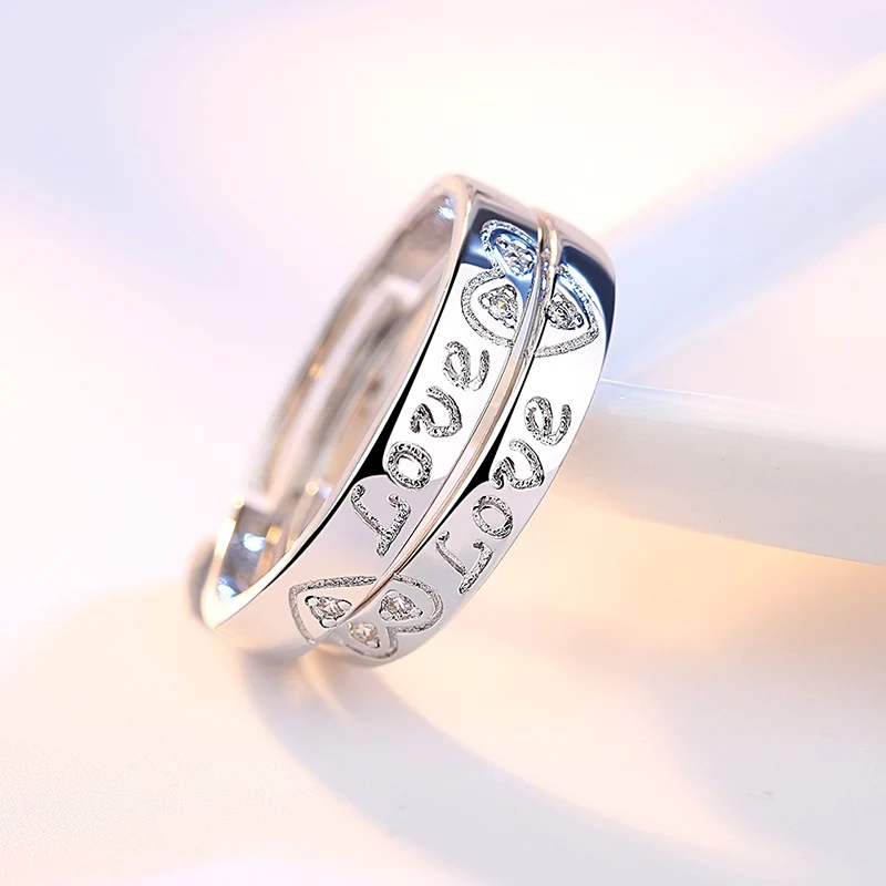2 Teile/sätze Zirkon Herz Passenden Paar Ringe Set Für Immer Endlose Liebe Hochzeit Ring Für Frauen Männer Charme Valentinstag schmuck – Detail 7
