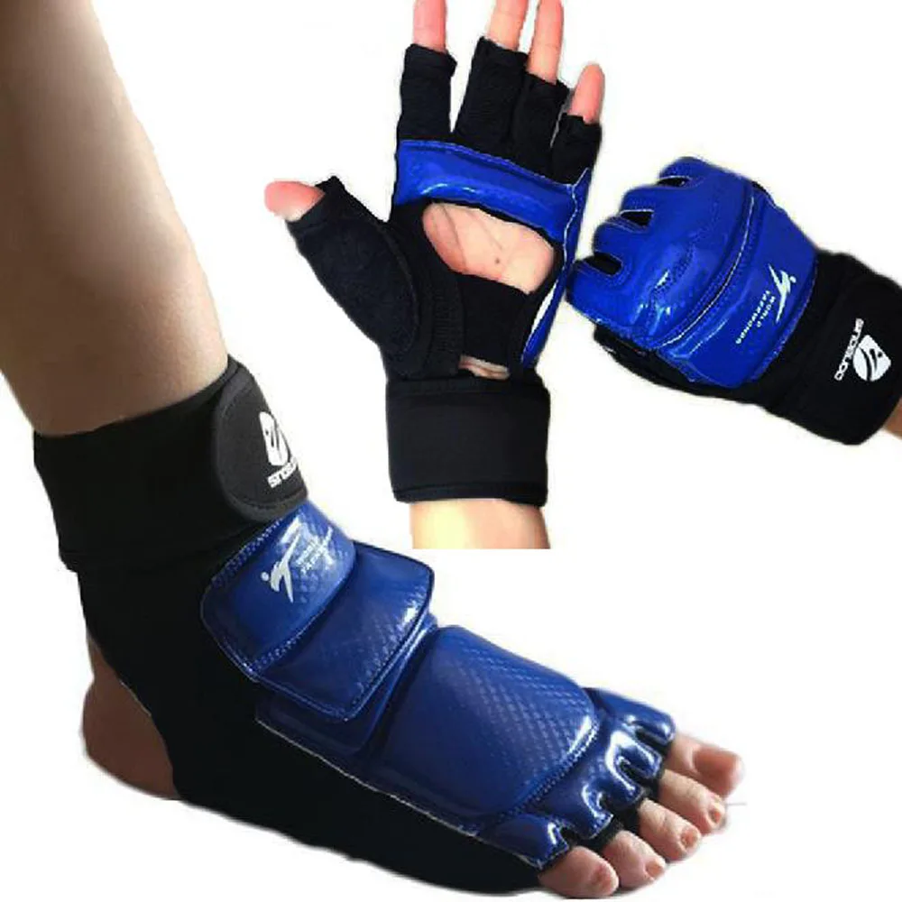 Taekwondo di alta qualità WT Pu guanti a mano calzini per piedi Protector Guard Karate Boxing caviglia Palm Protector Guard Gear Suit adulto bambino