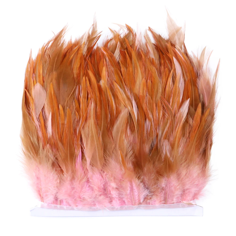 Besdeal 5/10 yard Rooster Hackle Feather Trims Fringes 4-6inch Saddle Feather Ribbons Costume Party Dresses Decoration Accessory