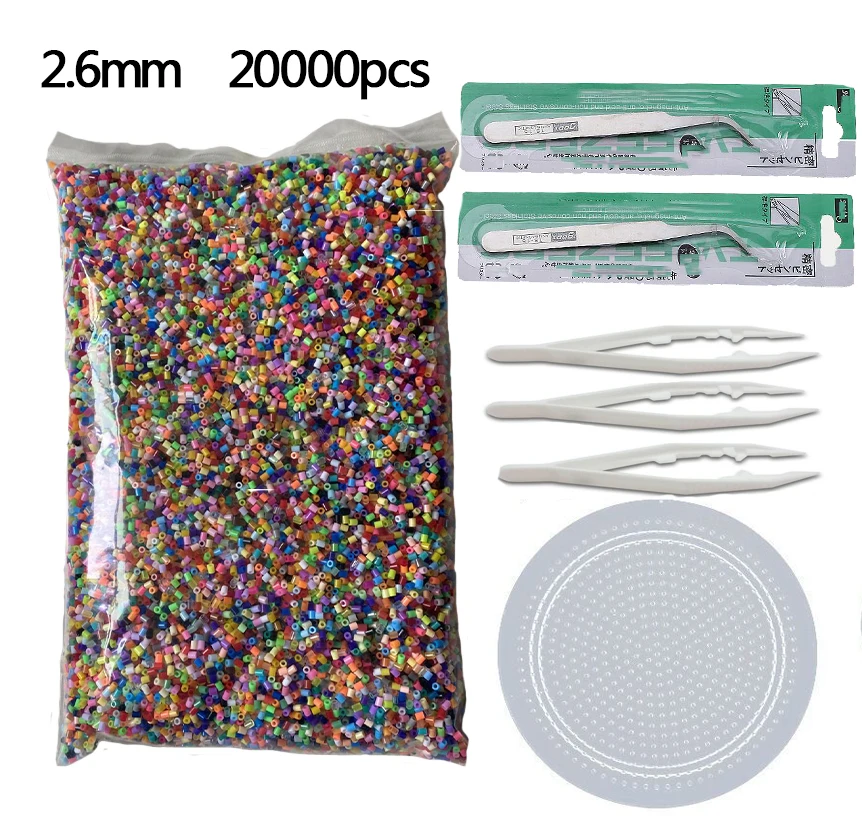 Kit Perles à Repasser AUAUY – 26 000 Perles 2,6 Mm – 48 Couleurs, 14 Modèles, Pinces, Planches – Créatif Dès 3 Ans