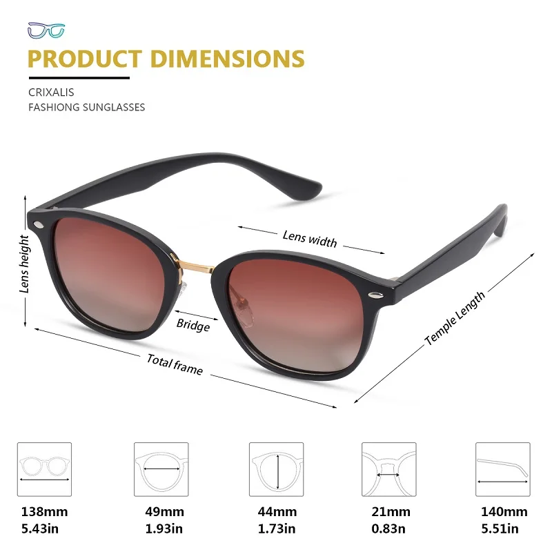 CRIXALIS Polarized Sunglasses Women Oval TR90 Vintage Anti Glare Driving Sun Glasses Men 2023 Shades Male UV400 zonnebril dames