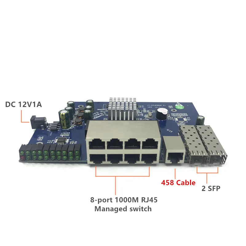 وحدة تبديل إيثرنت PoE ، 8 منافذ 10/100/1000Mbps ، وحدة تبديل مُدارة مع 2 Gigabit SFP