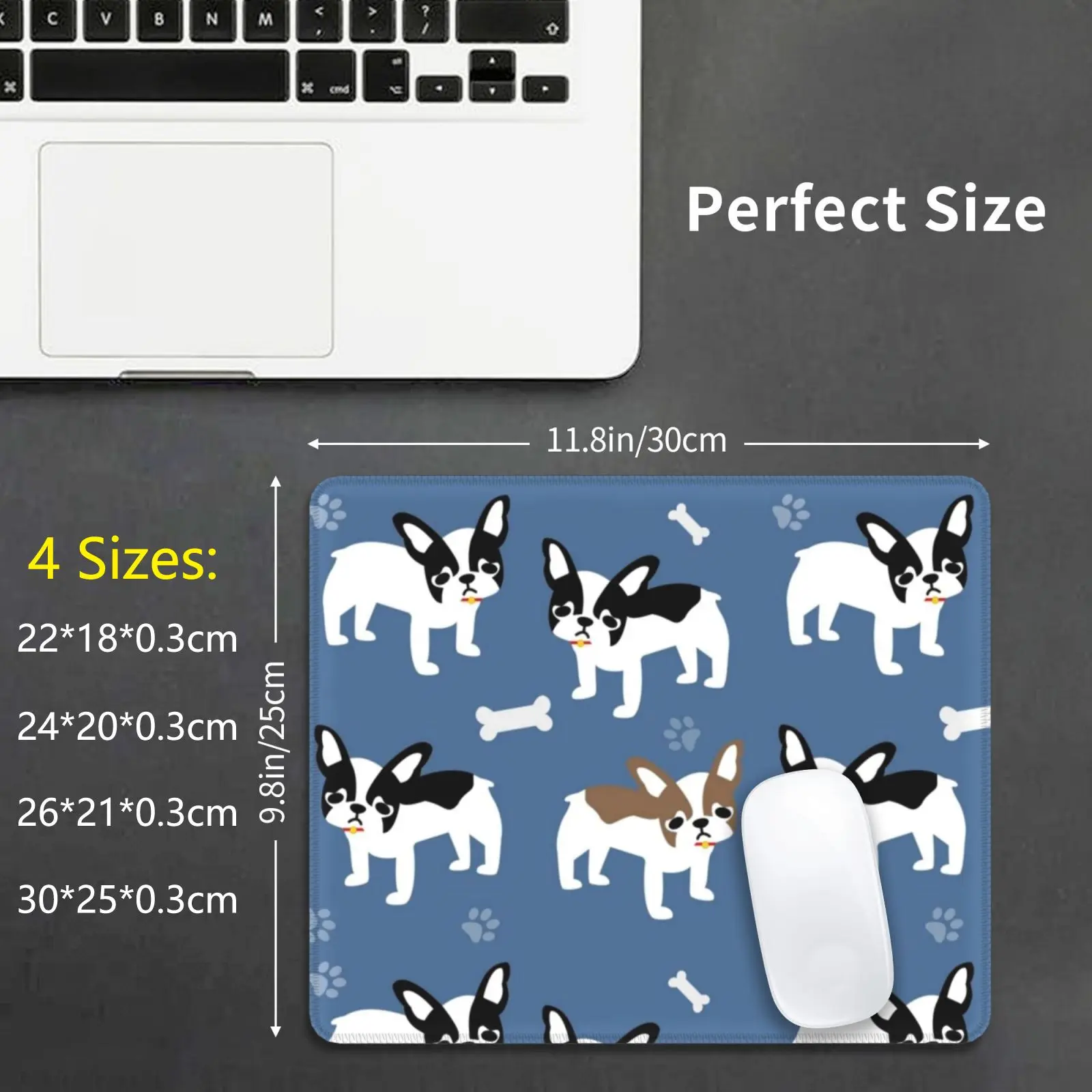 French Bulldogs On Brittany Blue Background Mouse Pad 3103 French Bulldog Bulldog Canine Puppy