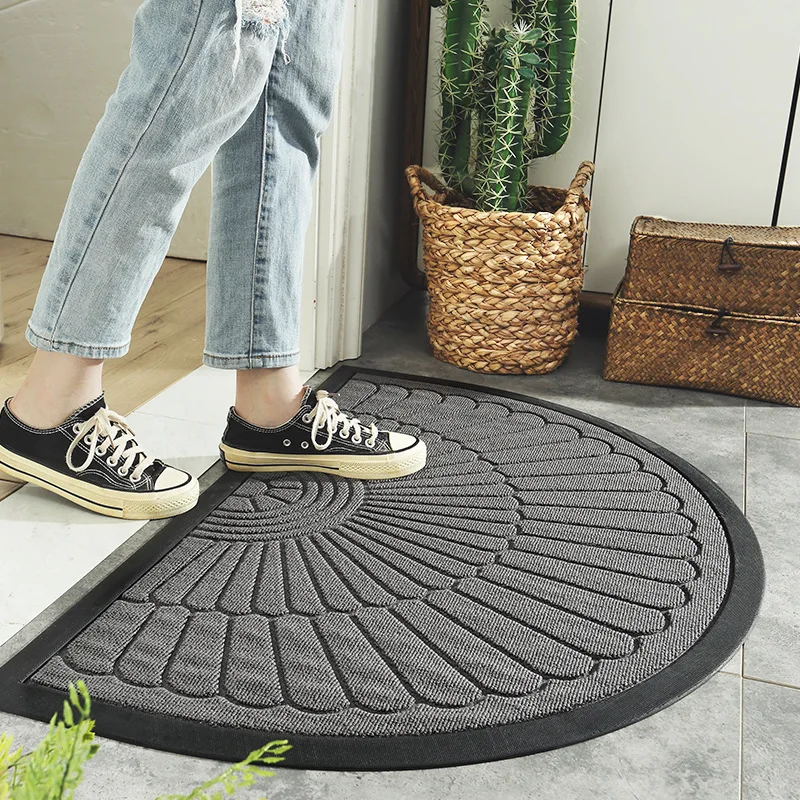 

Absorbent Door Mat Outdoor Rug Semicircle Cleaning Dirt-resistant Entrance Indoor Carpet Anti-slip 50x80cm Home Hotel Restaurant