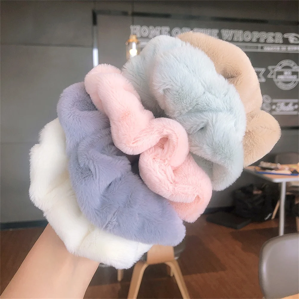 Quente macio cabelo scrunchies peludo elástico faixa de cabelo feminino meninas rabo de cavalo titular borracha de cabelo laços de cabelo acessórios