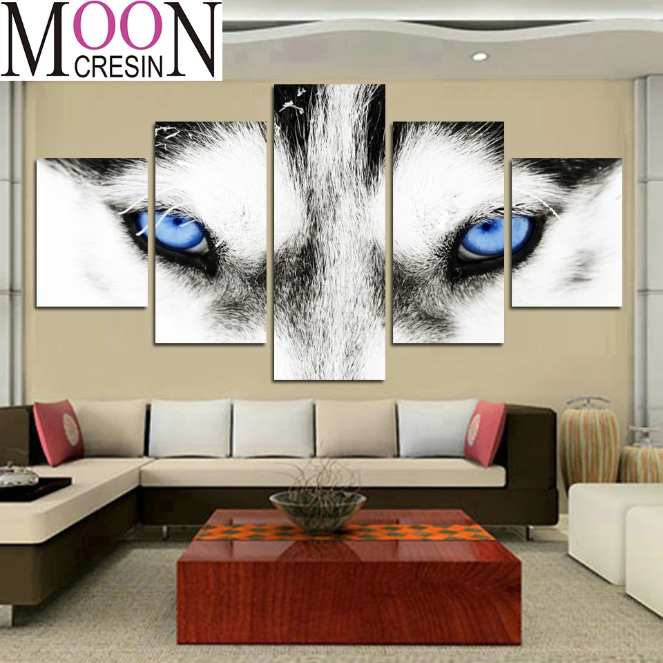 5 Panel Animal Wolf diy Diamond Painting Full drill Cross Stitch Mosaic Diamond Embroidery Rhinestone of picture Wall Art ML1096