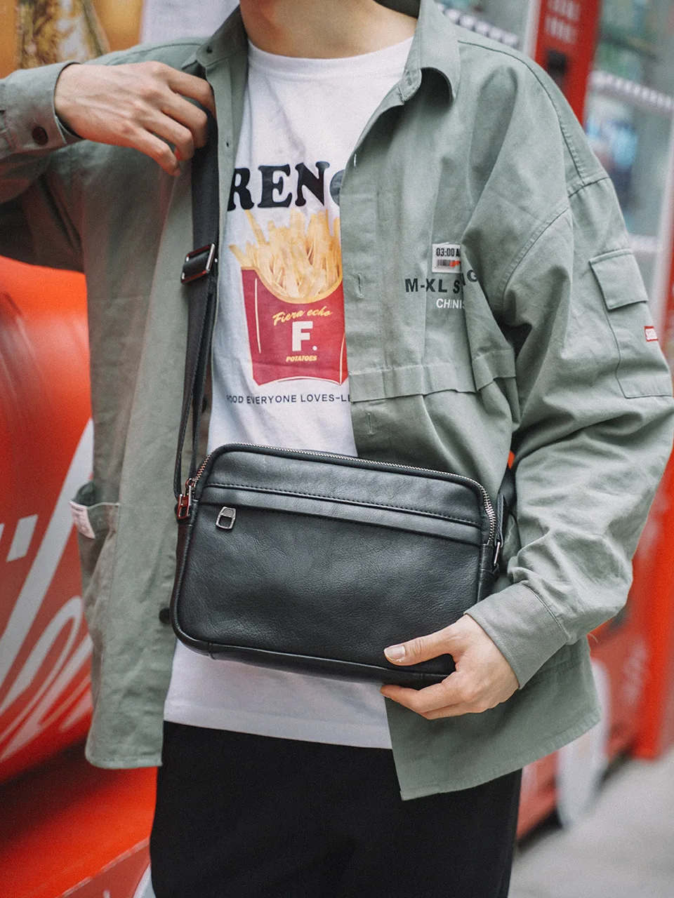 NUPUGOO Casual männer Schulter Tasche Aus Echtem Leder Klassische Umhängetasche Einfache Crossbody Hohe Qualität Leder Für 9,7 Zoll iPad – Detail 3
