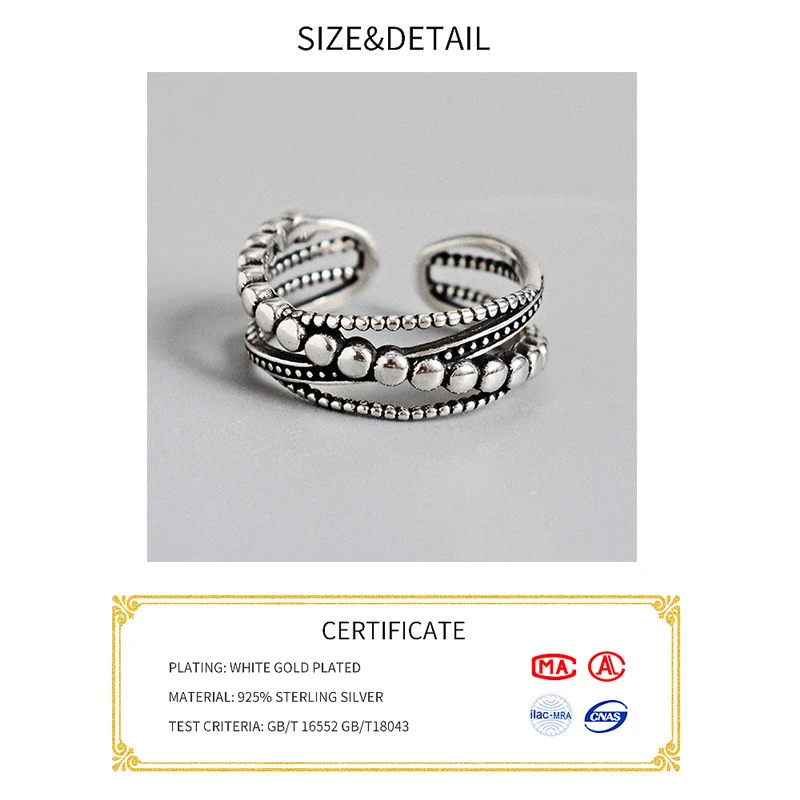 Vintage Punk 925 Sterling Silver Rings Fashion Simple Twist Weaving Multilayer Geometric Party Jewelry Gifts for Women