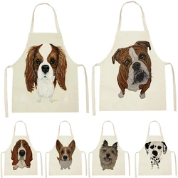 Dachshund Dog Cartoon Sausage Printed Sleeveless Apron Kitchen Stain Resistant Pinafore Women'S Home Cooking Baking Waist Bib