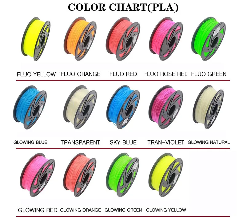 3DLuminous Printer Filament PLA 1.75mm*30m 3D Fluorescence Printers  Multiple Color
