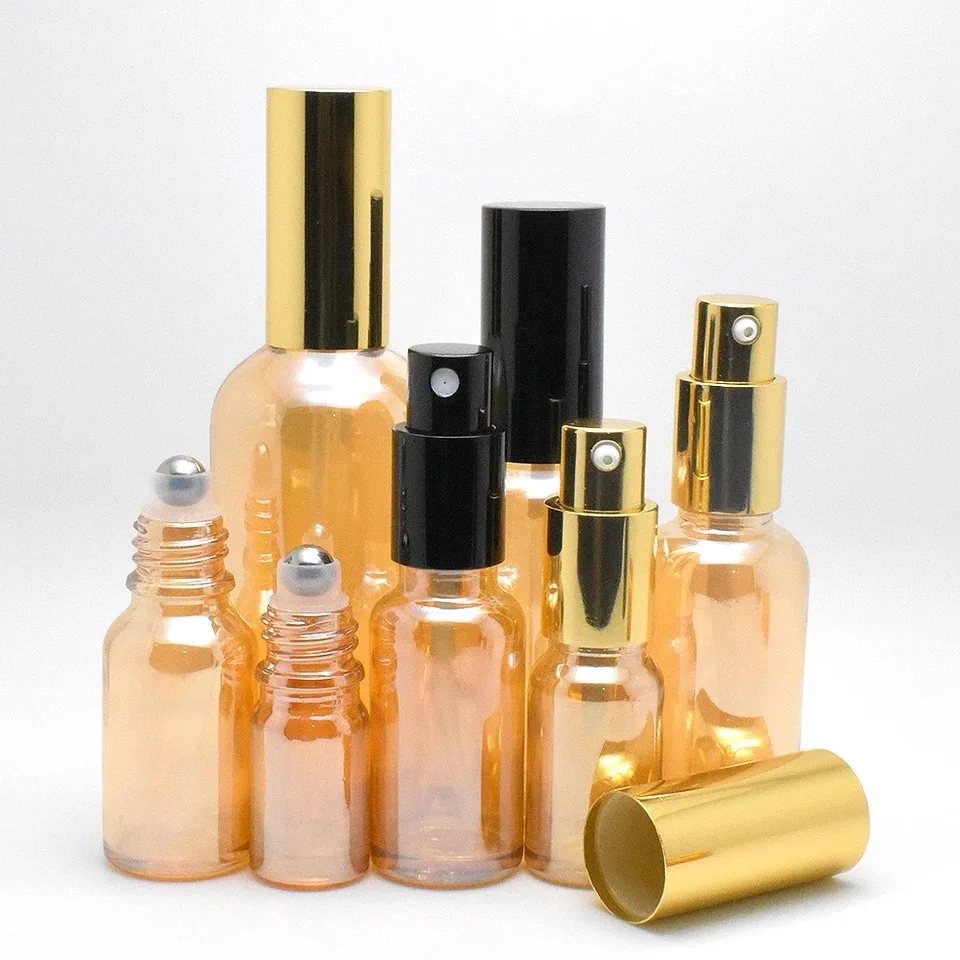 5-100ML Gold Roll On Roller Bottle for Essential Oils Glass Aromatherapy Liquid Pipette Bottle Perfume Bottle Cosmetic Container