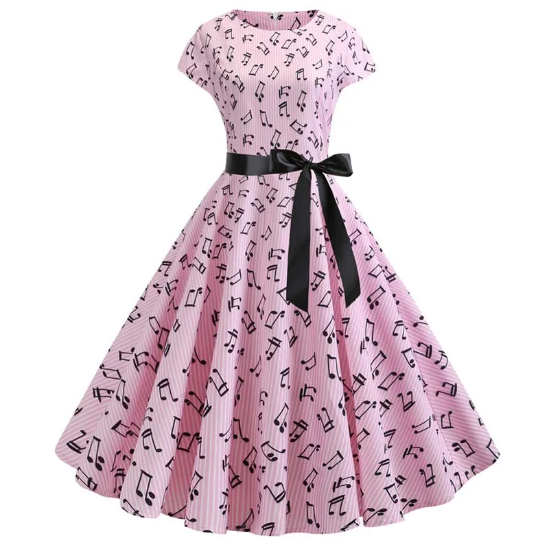 Short Sleeve Polka Dot Summer Dress Women White Elegant A-line Midi Party Dress Vestidos 50s 60s Rockabilly Vintage Dress