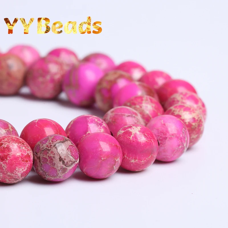 Natural Magenta Sea Sediment Turquoises Stone Beads Round Imperial Jaspers Loose Beads For Jewelry Making Bracelets 4 6 8 10mm