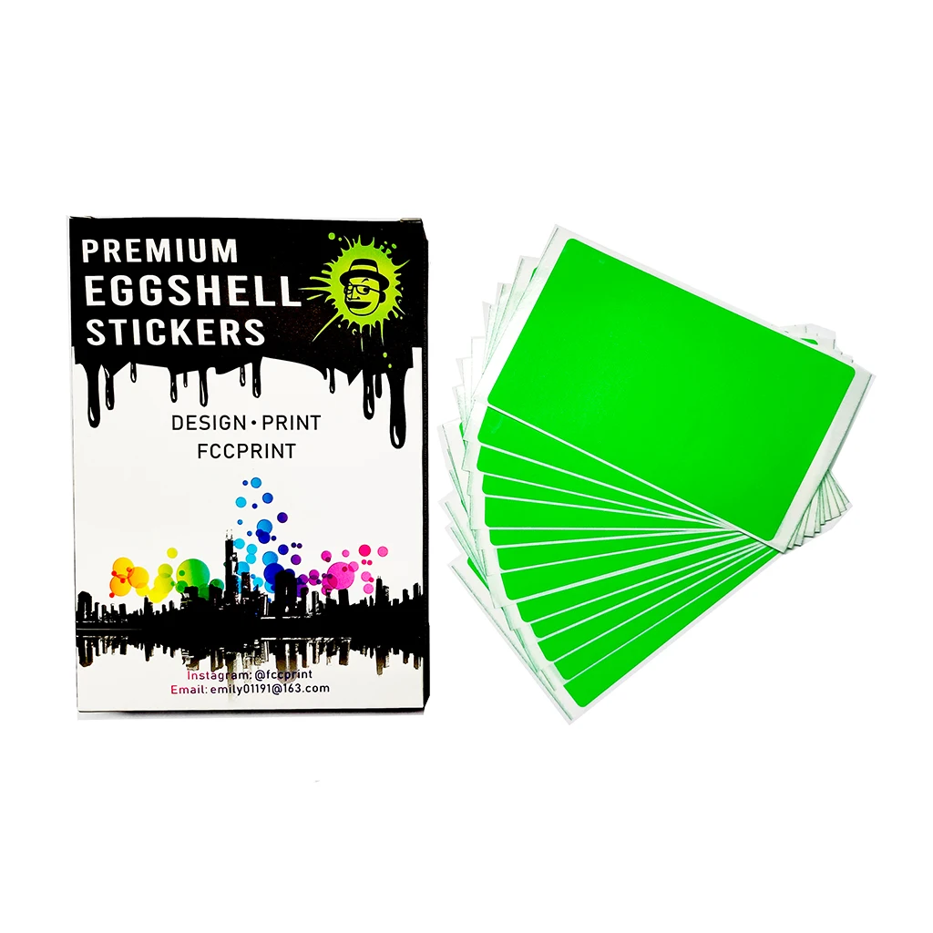 

Blank Fluorescent Green Eggshell Stickers for Graffiti Street Art Slaps Size 3.93"x2.36"