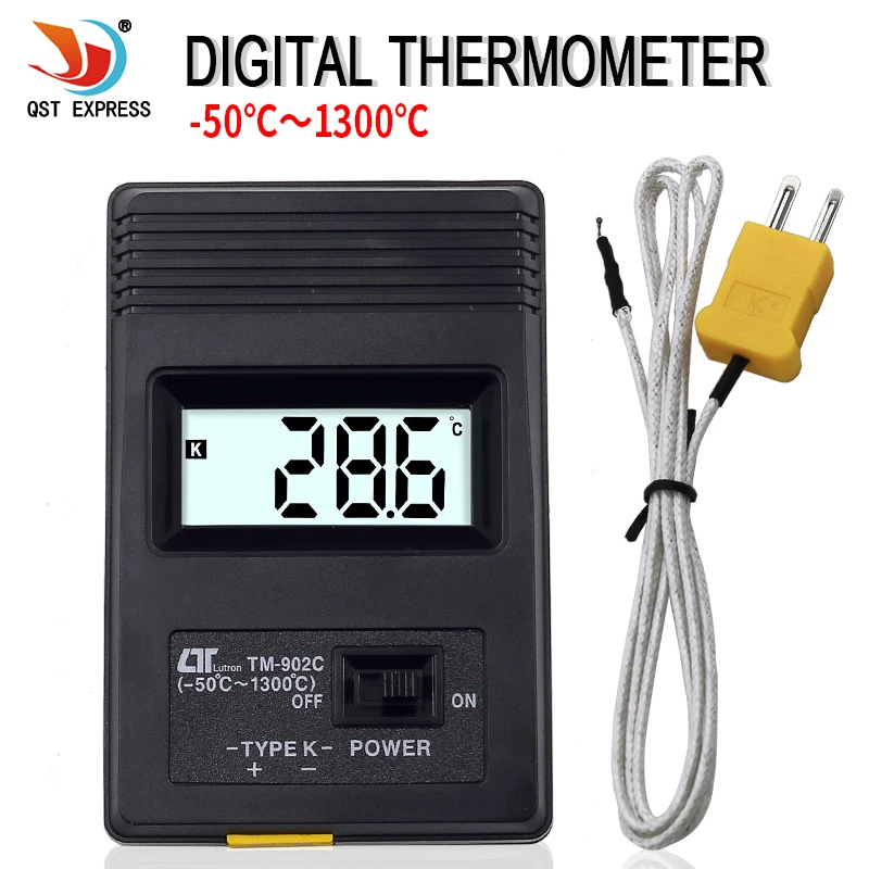 tipo Digital Lcd Detector de Temperatura Termômetro Medidor Termodetector Industrial Sonda Termopar Tm-902c Preto k