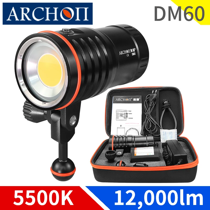 

DM60 HD video diving photograph lights Max 12,000 lumens dive lighting flashlight Underwater 100m diving video lights