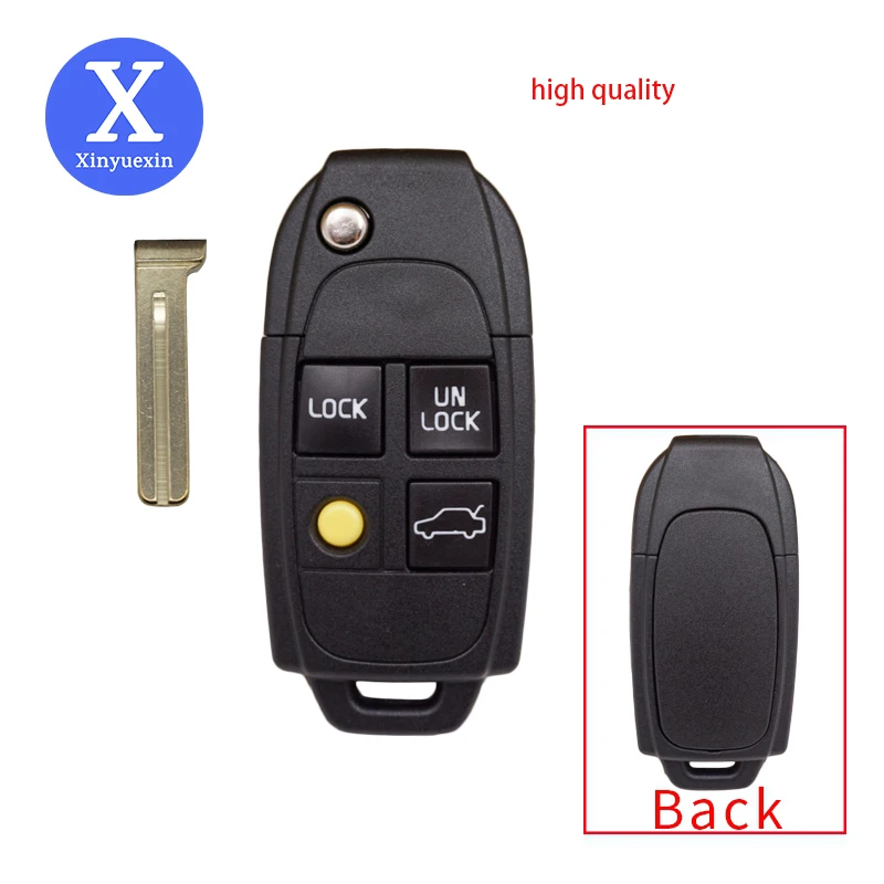 Xinyuexin New Replacement Remote Car Key Shell Case for VOLVO S60 V40 XC90 S80 S40 C70 Uncut Flip Key Shell 4Button High Quality