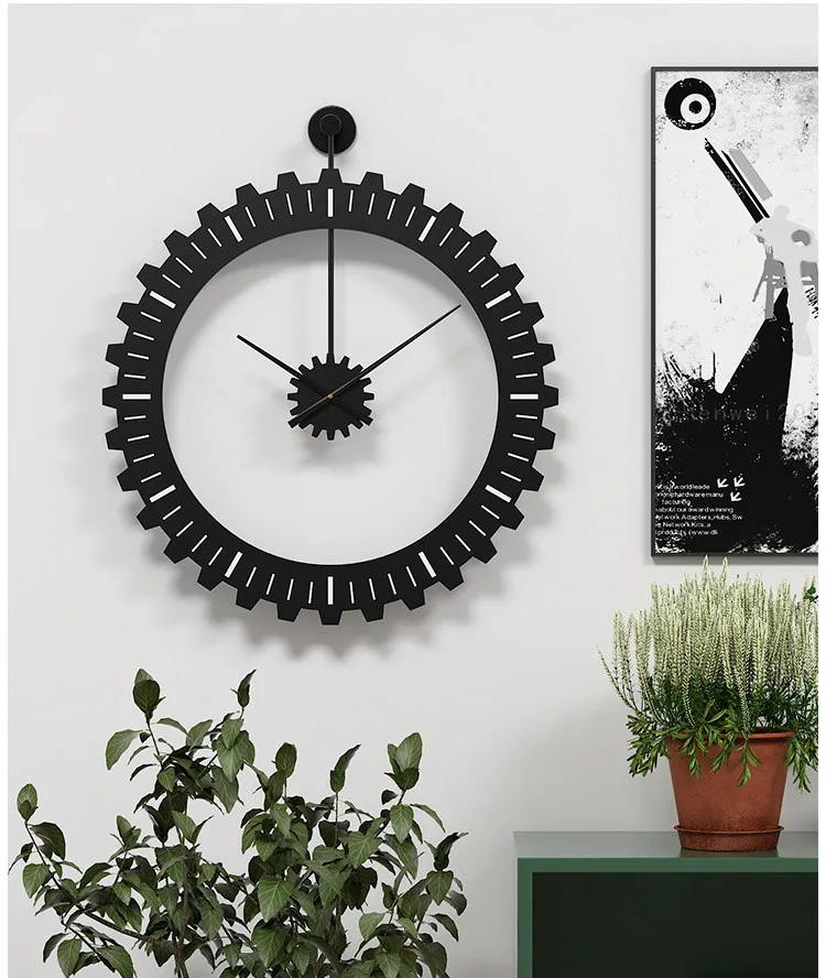 Gear clock creative mechanical wall clock living room bedroom European style simple style decorative wall watch