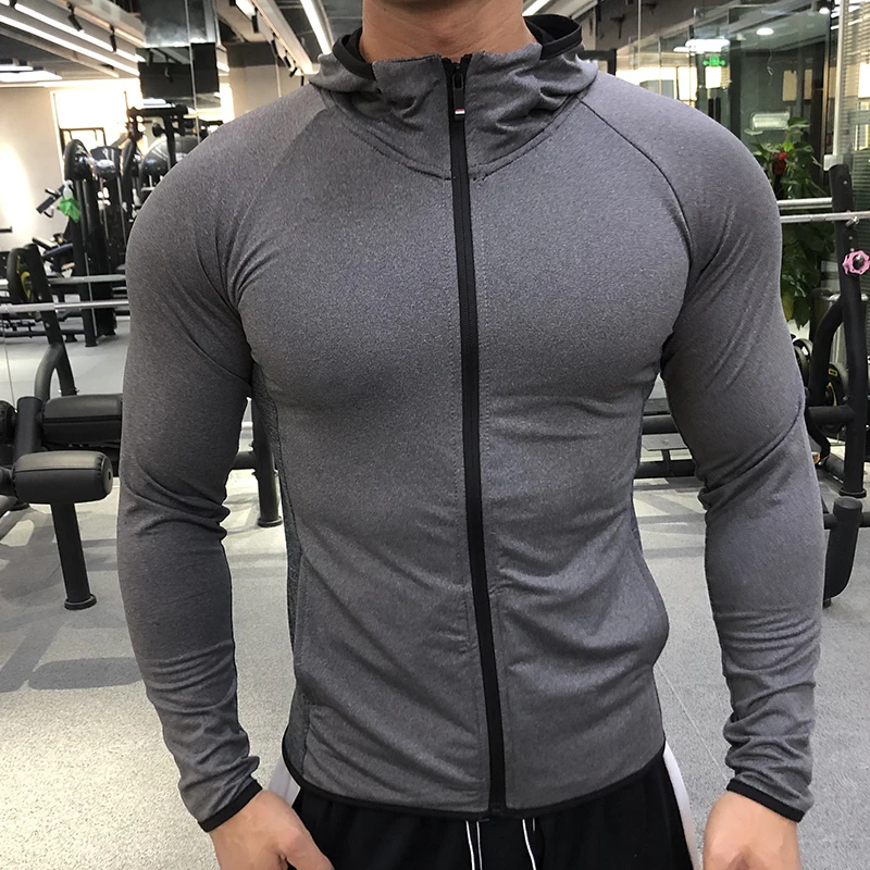 New Winter Autumn Hoodies Sport Shirt Men Hat Zipper Running Jackets Fitness Gym Sports Clothing Sport Top Men\'s Sportswear 2025