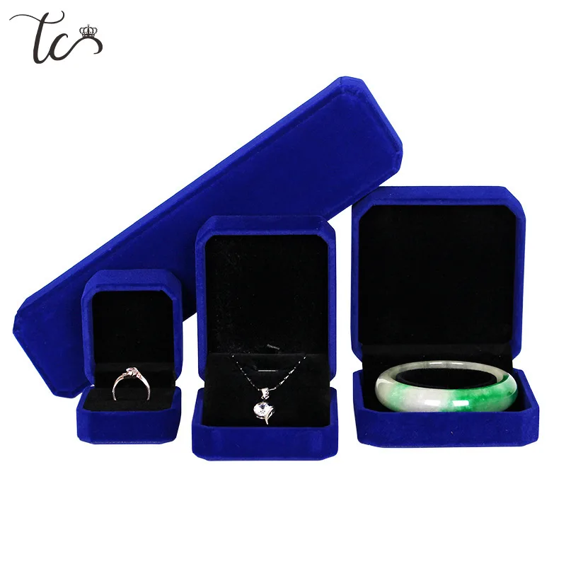 Cajas de embalaje de joyería de terciopelo, contenedor de anillo, soporte para pendientes, collar, caja organizadora de joyería, caja de regalo