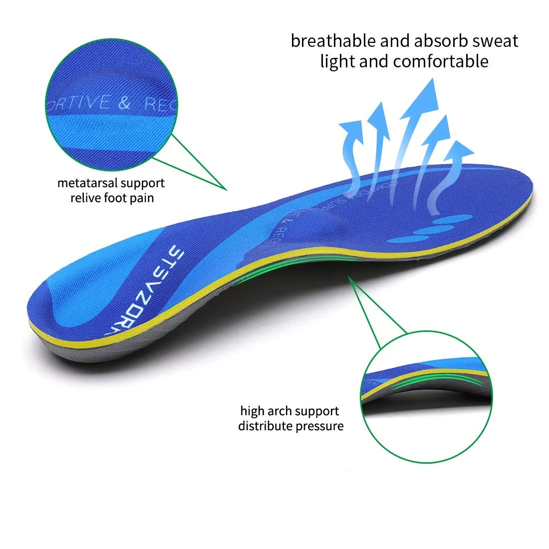 Fußgewölbestütze für Mittelfußknochen, orthopädische Einlage bei Plantarfasziitis, orthopädische Einlagen für Plattfüße, Fersenkissen für Sportschuhe. – Detail 19