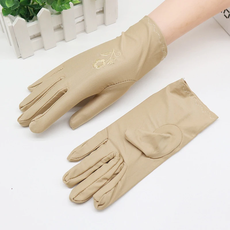 Women Embroidery Summer Driving Gloves Thin Blocking Ultraviolet Sunscreen High Elastic Performance Dance Etiquette Gloves