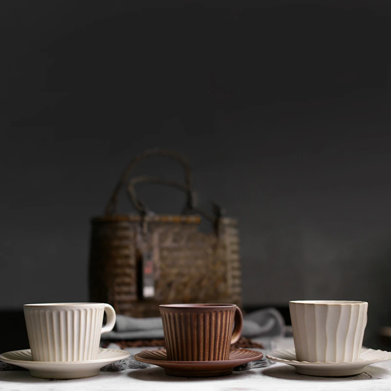 Japanese Retro Irregular Ceramic Coffee Cup Exquisite Saucer Set Cappuccino Cup Home Espresso Cups - Image 5