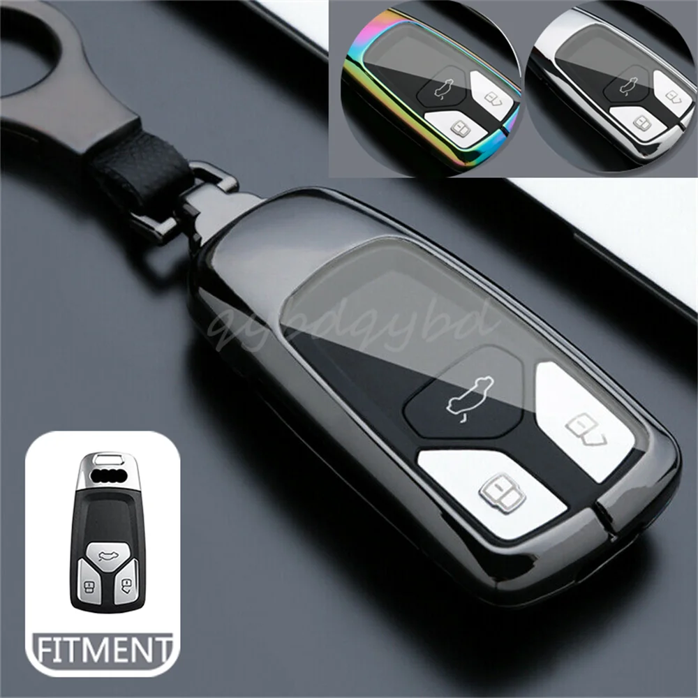 

For Audi A4 A5 S4 S5 Q5 Q7 TT 2016-2019 Metal+TPU Remote Start Car Key Shell Cover Case Protector Holder Auto Accessories Skin