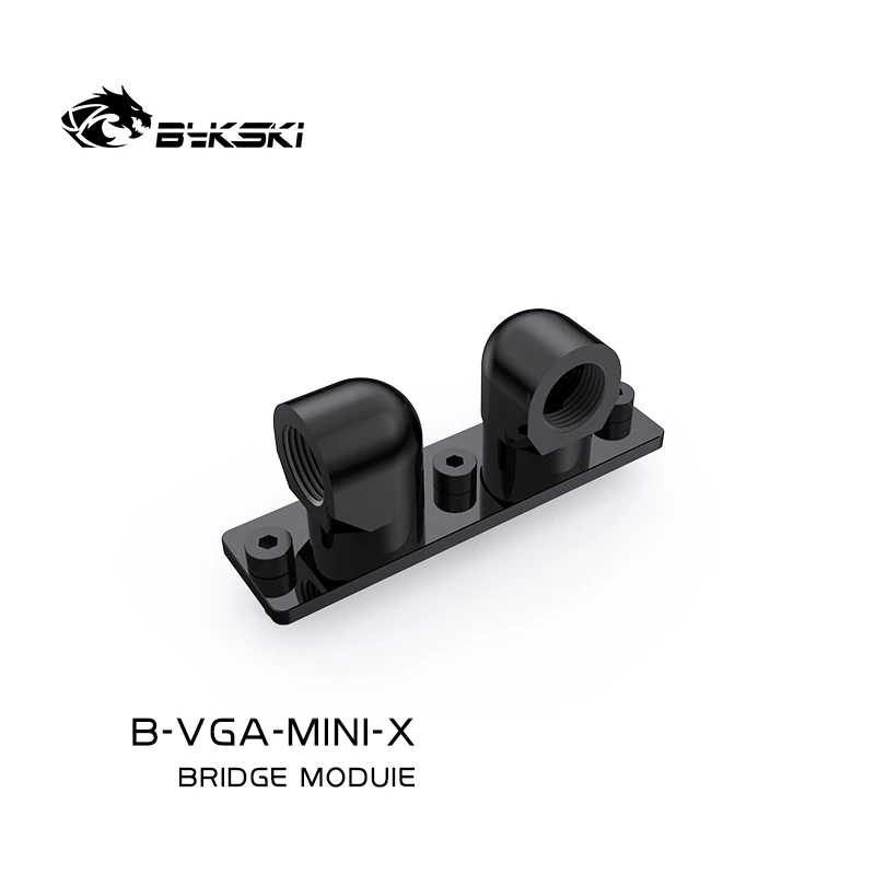 Bykski B-VGA-MINI-X G1/4 360 Adaptor Jembatan Blok GPU Terminal Putar Hitam Perak Pasang Pendingin Air Sesuai Arah Perubahan