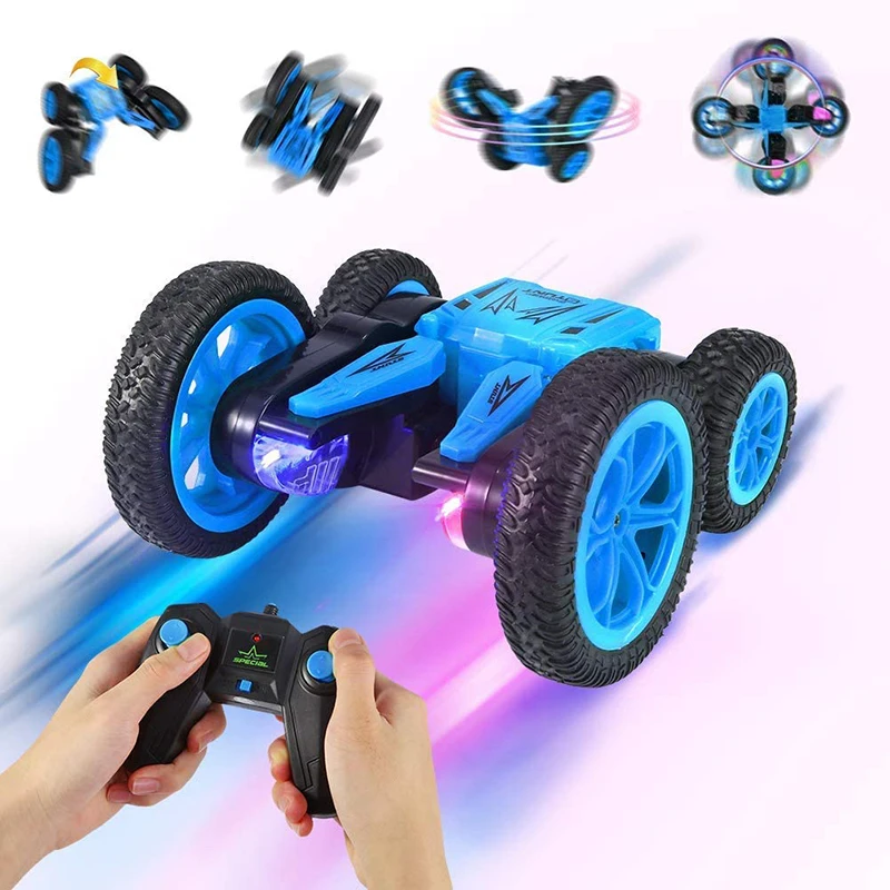 RC car 2.4G remote control toy stunt vehicle roll Rotate 360 degrees Deformed Double-sided driving Off-road high speed children