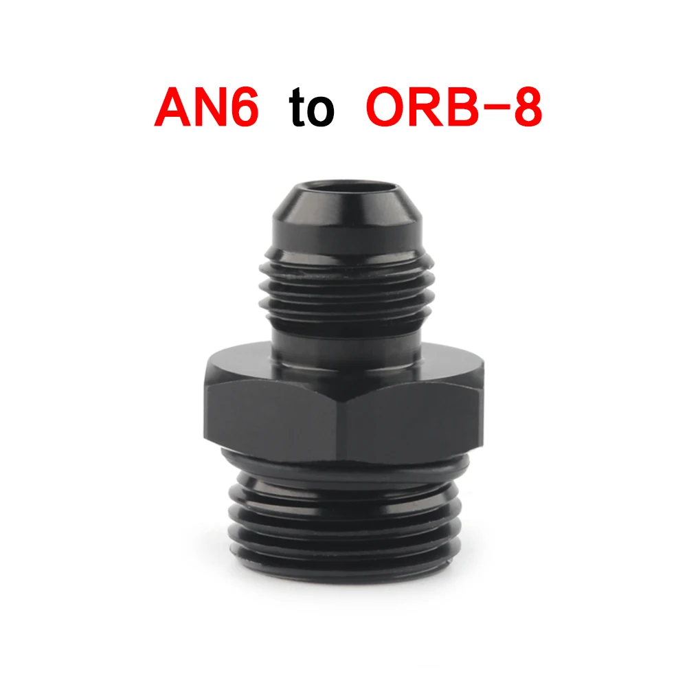 ORB-8 O-ring Boss AN8 8AN to AN6 6AN Male Adapter Fitting Black 6061-T6 aluminum  Specification : AN6 to ORB8