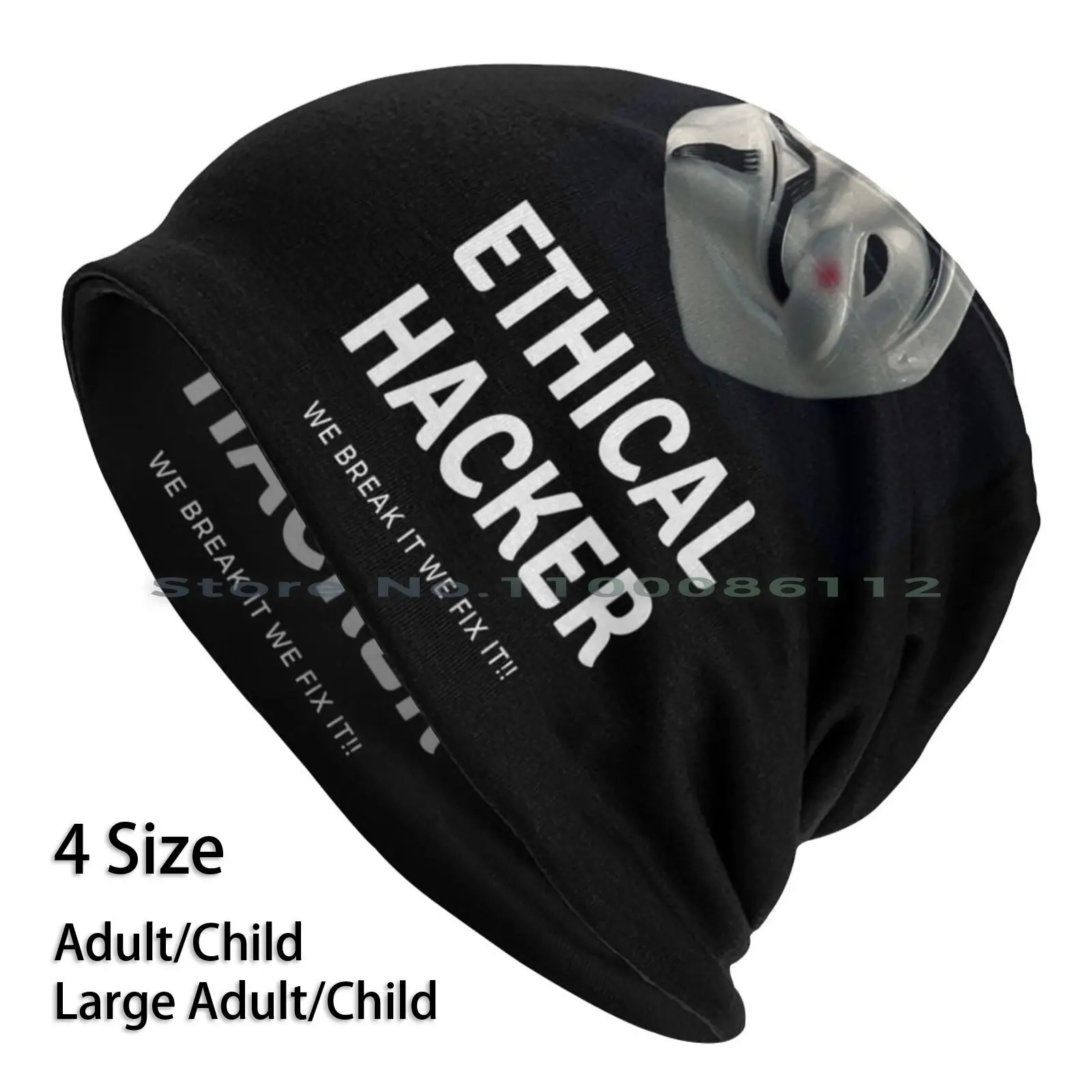 Hacker Cyber Security Graphic Design Beanies Knit Hat Ethical Hacker White Hat Hacker Black Hat Hacker Dark Technology