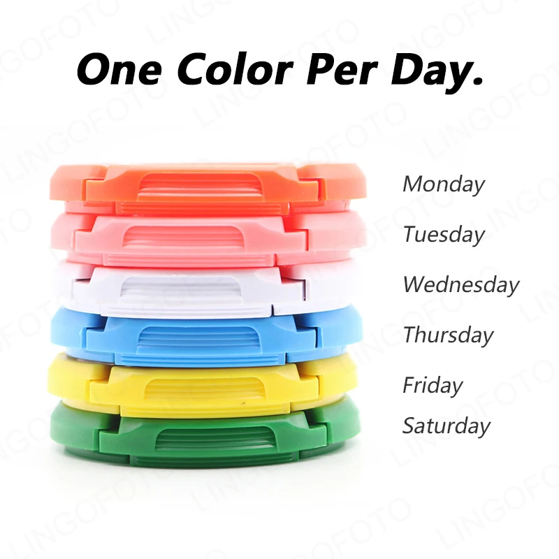 6pcs Camera Lens Cap 6 in 1 Set Orange Blue White Green Yellow Pink Plastic Lens Cap One Color Per Day