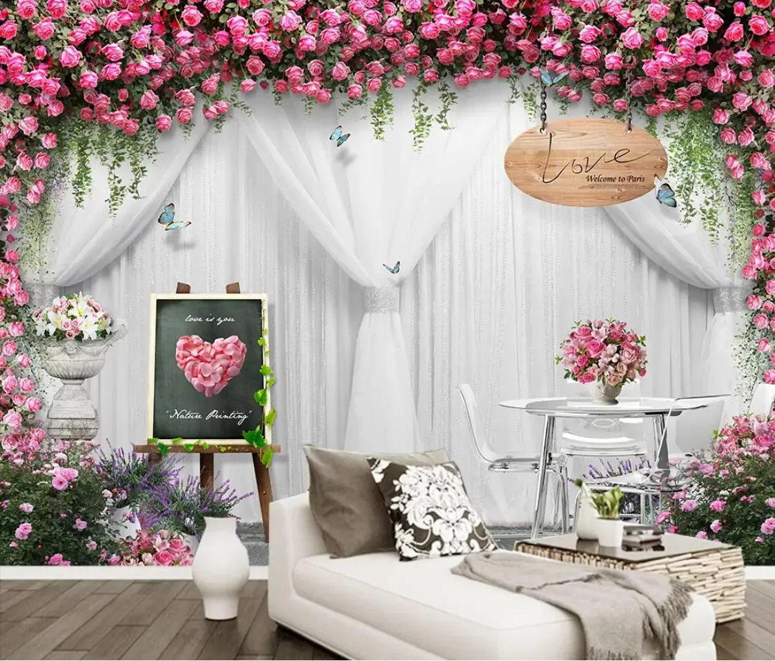 

Papel De Parede 3d Flores Photo Wallpaper Flower Background Wedding Room Wall Decor Wallcovering for Walls 3 D Flower Murals