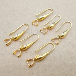 10PCS Genuine 925 Silver/18K Gold Smooth surface  Women's Ear Hook Earrings Blank Base DIY Jewelry Making Result Accessory