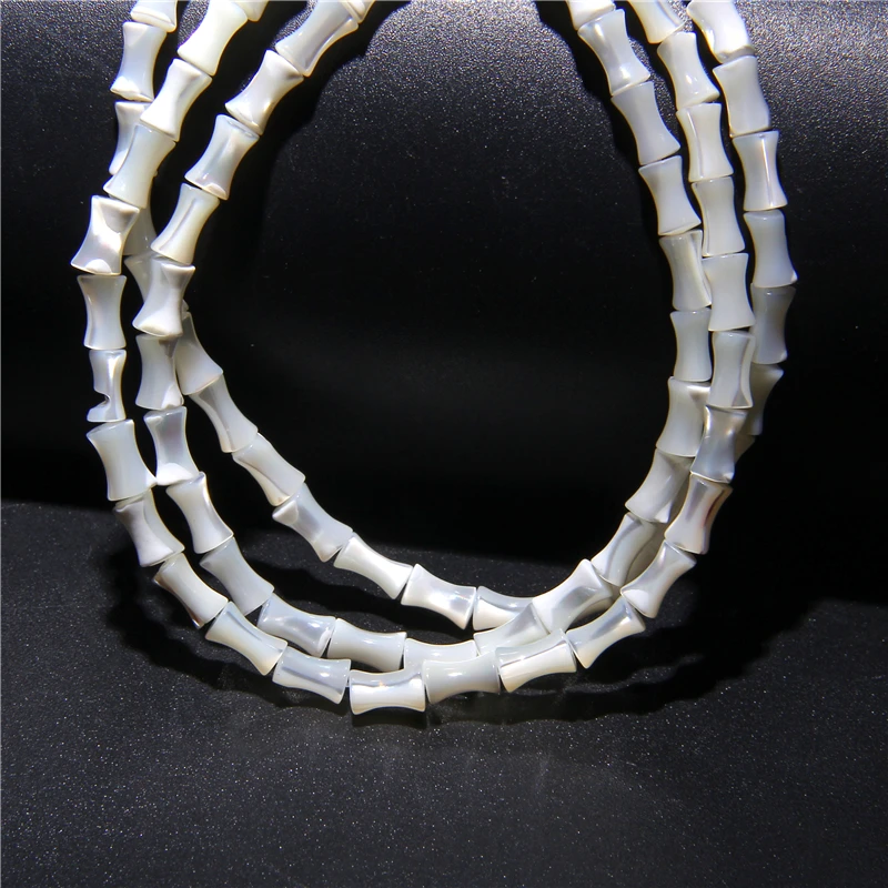 

4*8mm Classic Natural Mother of Pearl Shell Beads Banboo Shape Stylish Seashell Loose Charms For Beach Jewelay DIY 15" Strand
