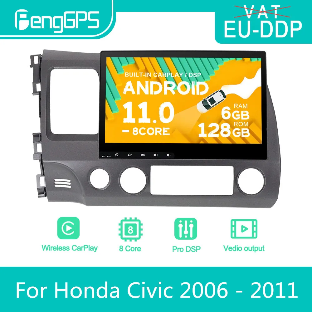 For Honda Civic 2006 - 2011 Android Car Radio Stereo DVD Multimedia Player 2 Din Autoradio GPS Navi PX6 Unit Touch Screen