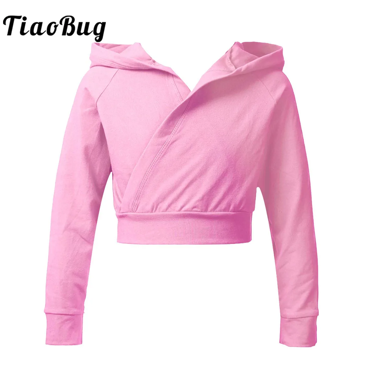 Girls Ballet Top Shrug Kids Fashion Long Sleeve Hoodie Dance Cover Up Cardigan Wrap Cotton Leotards Dancewear Coat Jacket