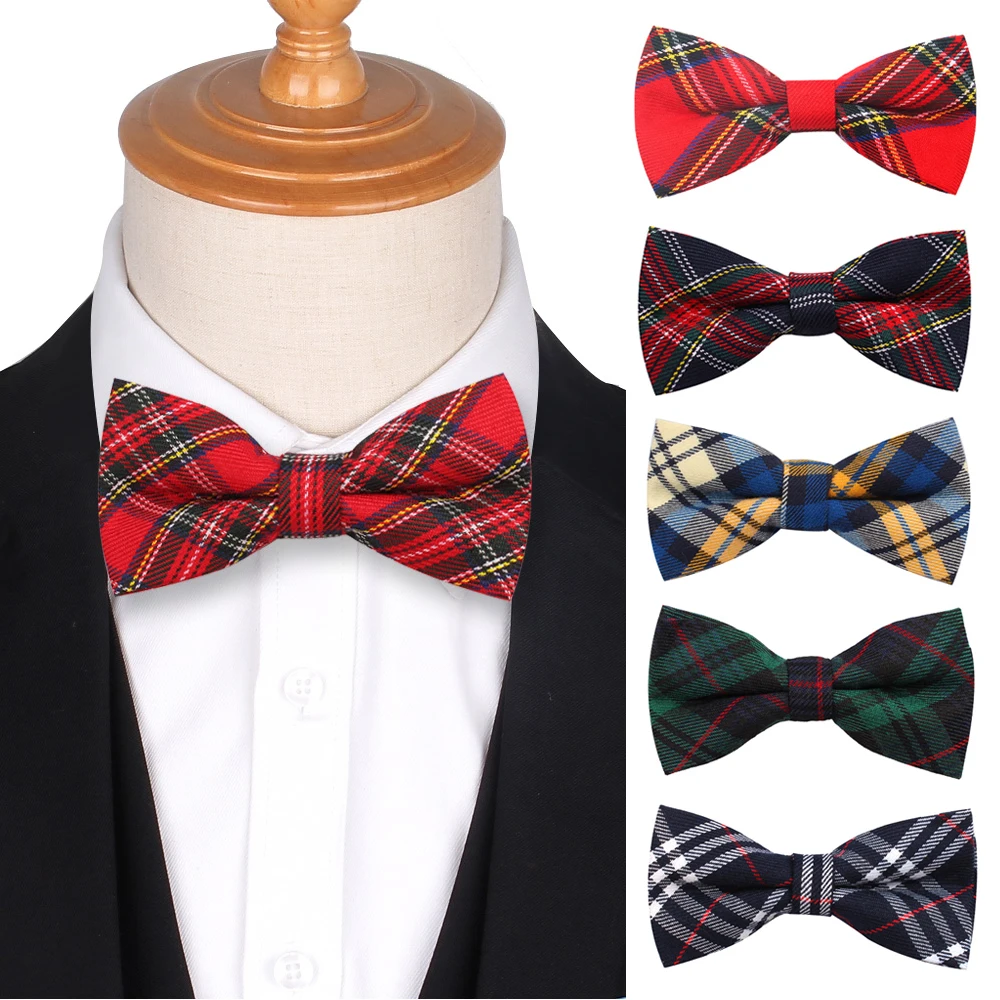 New Men Plaid Bowtie England Style Bow ties For Men Women Adjustable Boys Girls Bow Tie For Wedding Casual Cotton Suits Bowties